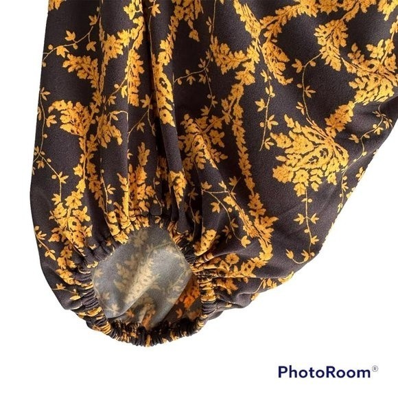 ANN TAYLOR Peppercorn Floral Lydia Boatneck Puff Sleeve Ladies Career Top, M - Picture 6 of 7